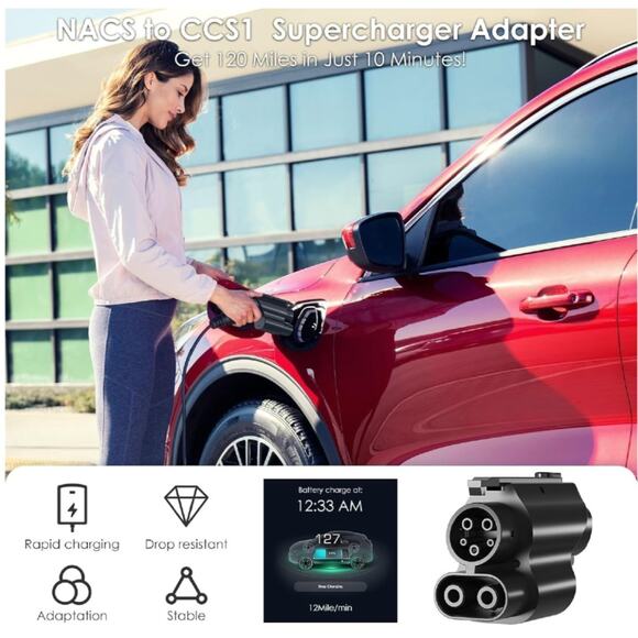 NACS to CCS1 Charging Adapter,Max 250KW Supercharger [Max 500A, 1000V] fit for R - Picture 2 of 7